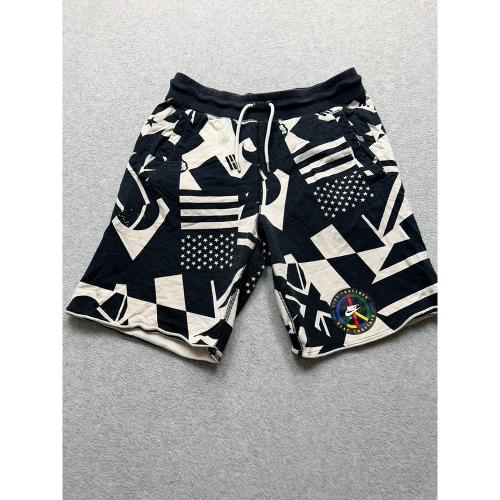 Nike Air Live Together Play Together Black White Flag Print Shorts Mens S